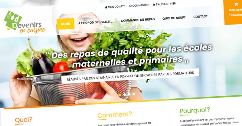 Devenirs en cuisine : capture d'écran du site (devenirsencuisine.be)